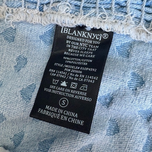 Blank NYC NWT denim corset smocked tank crop size small hearts pattern Revolve - Picture 3 of 8